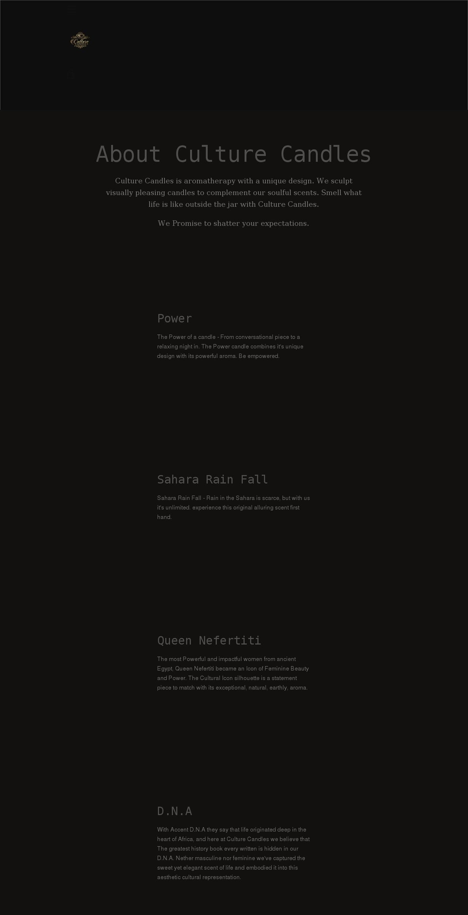 culturecandles.net shopify website screenshot