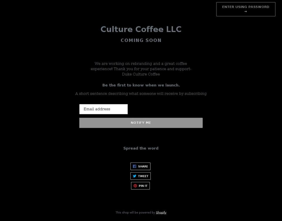 culturecoffees.com shopify website screenshot