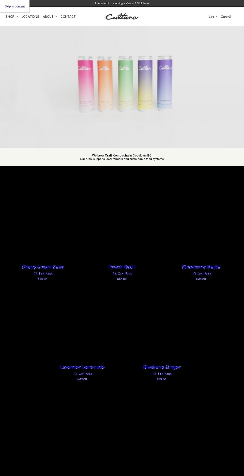 culturecraftkombucha.com shopify website screenshot