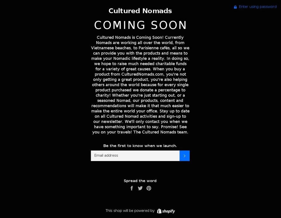 culturednomads.com — Shopify storefront screenshot
