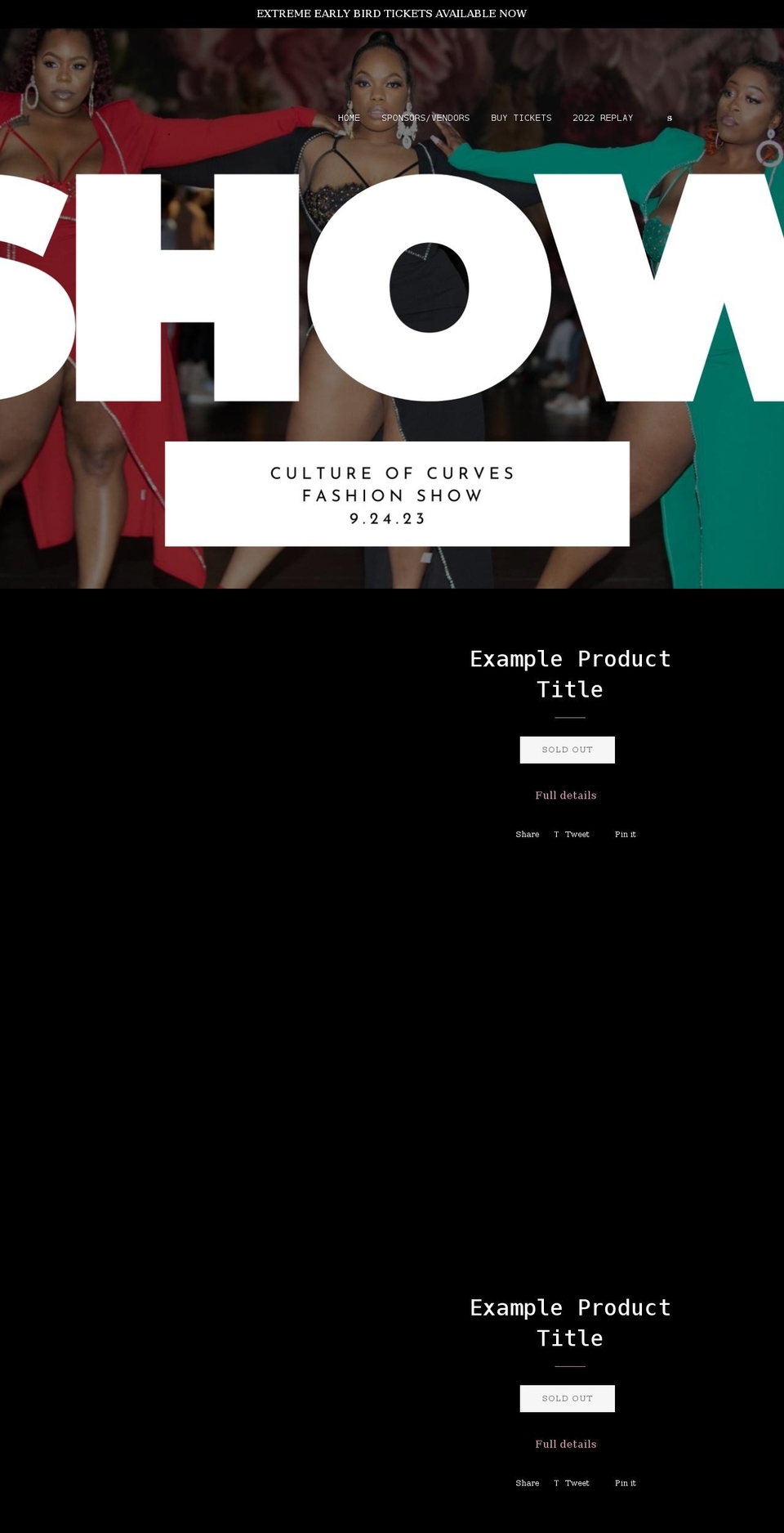 cultureofcurvesfashionshow.com shopify website screenshot