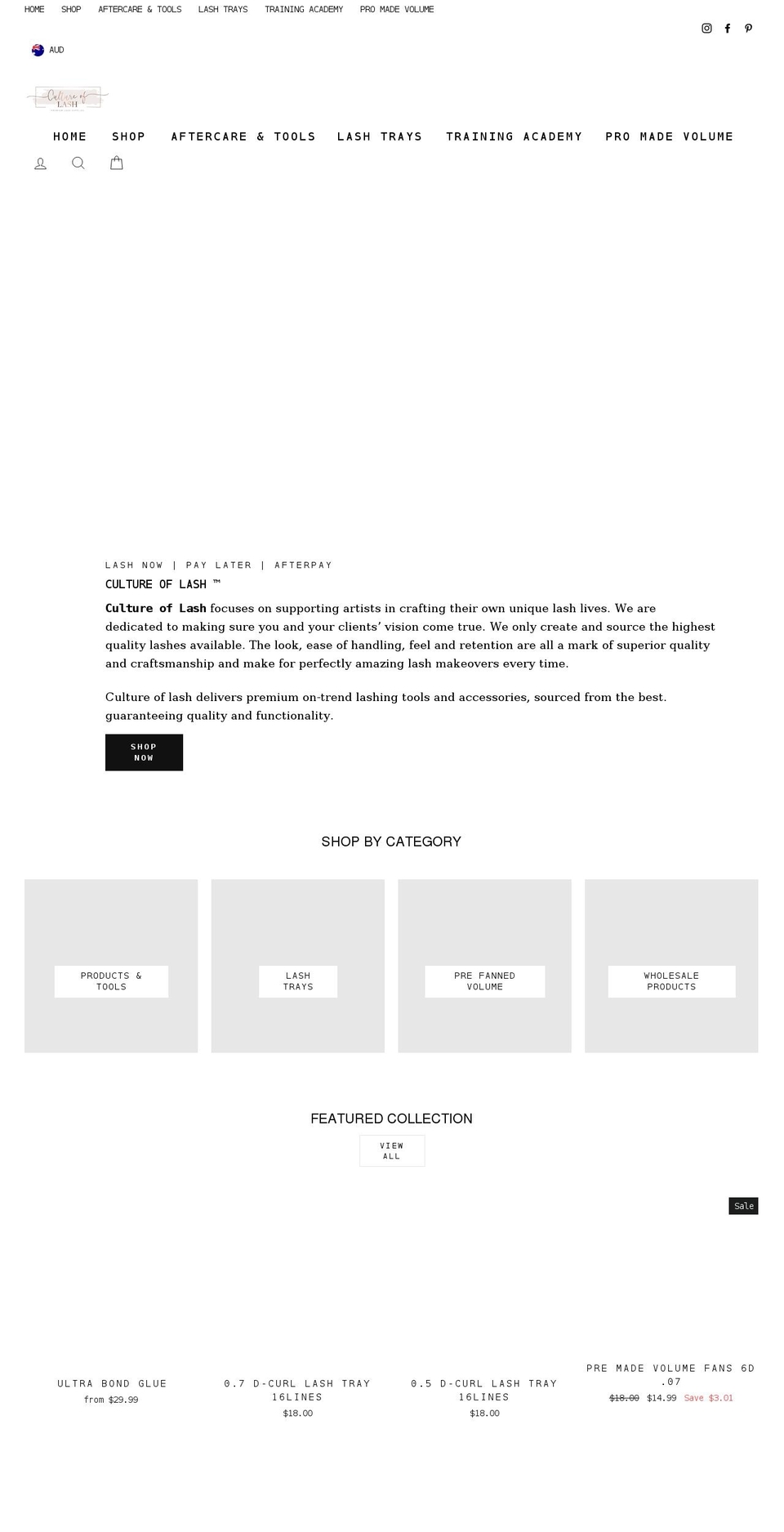 cultureoflash.com shopify website screenshot