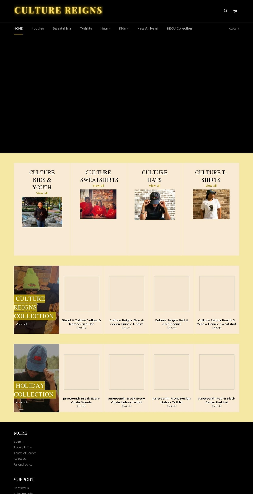 culturereigns.com shopify website screenshot