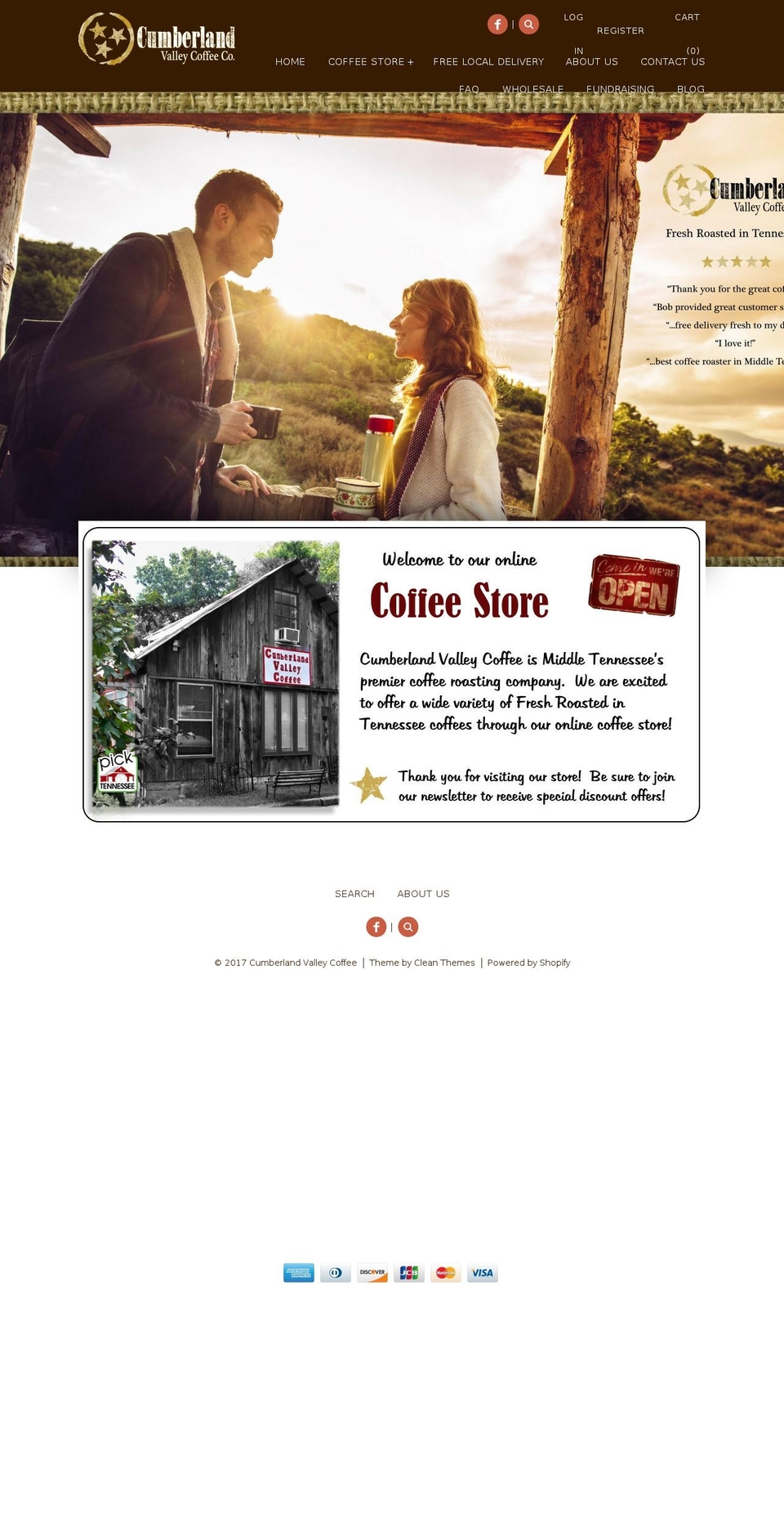 cumberlandvalleycoffee.com shopify website screenshot