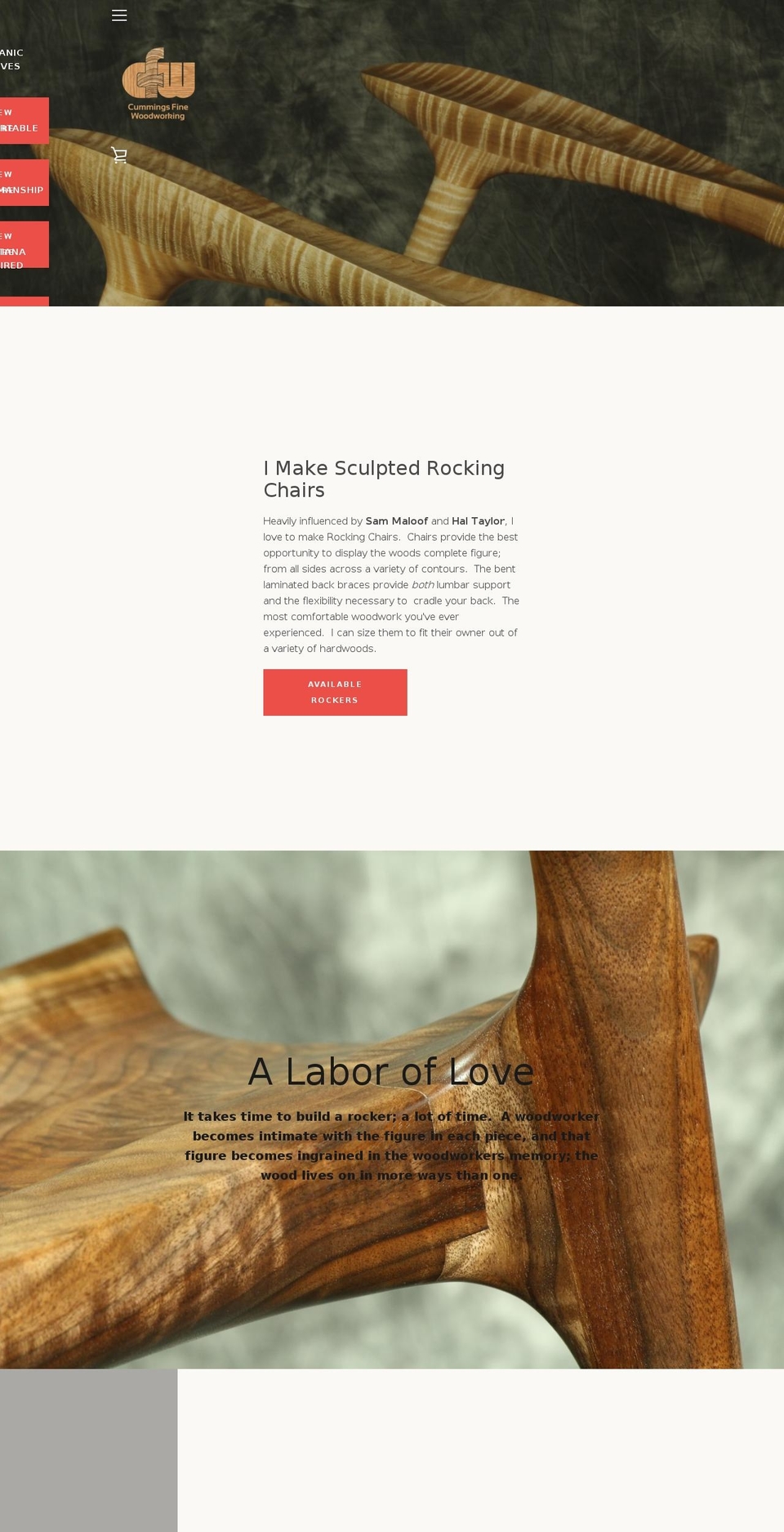 cummingsfinewoodworking.com shopify website screenshot