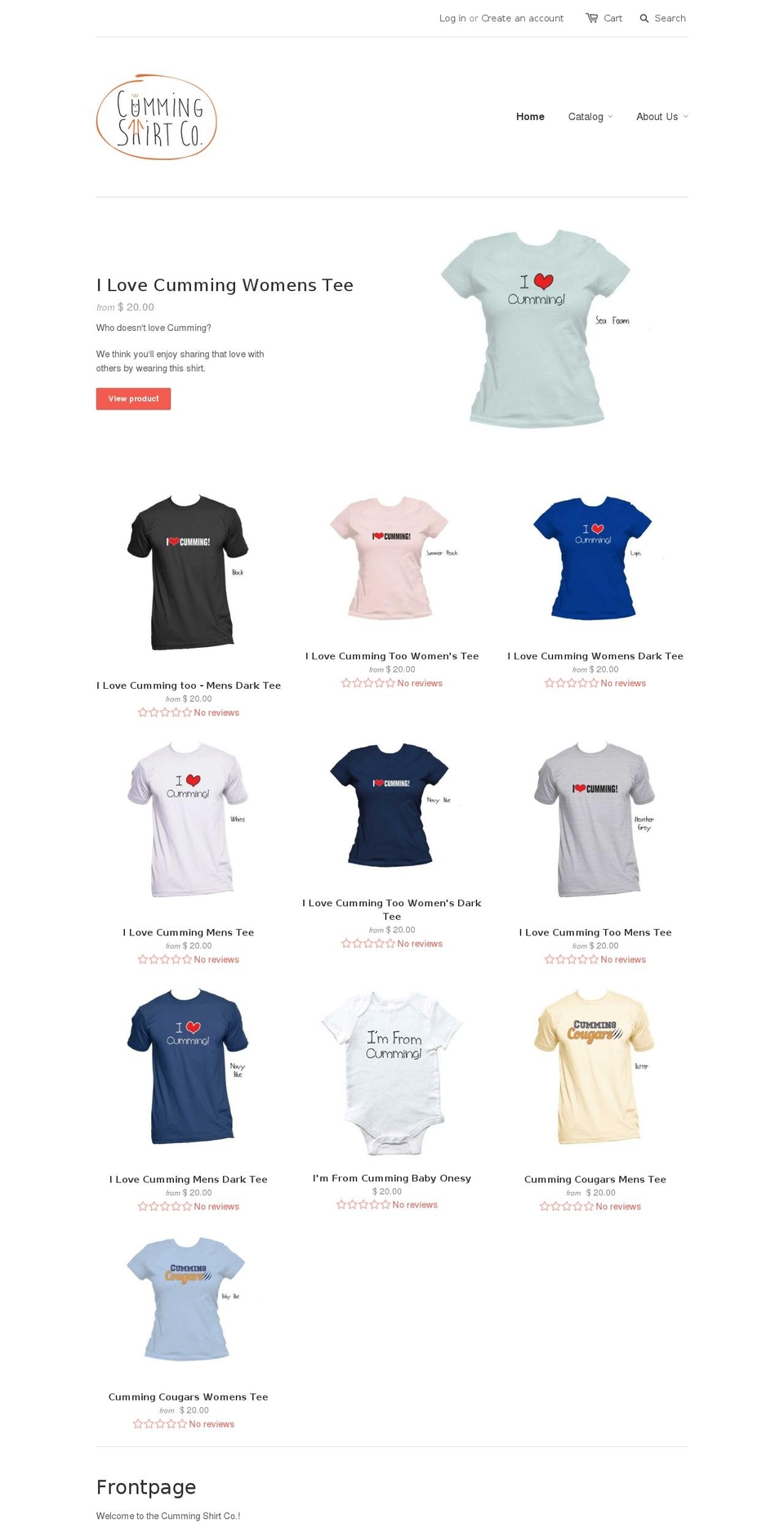 cummingshirtcompany.com shopify website screenshot