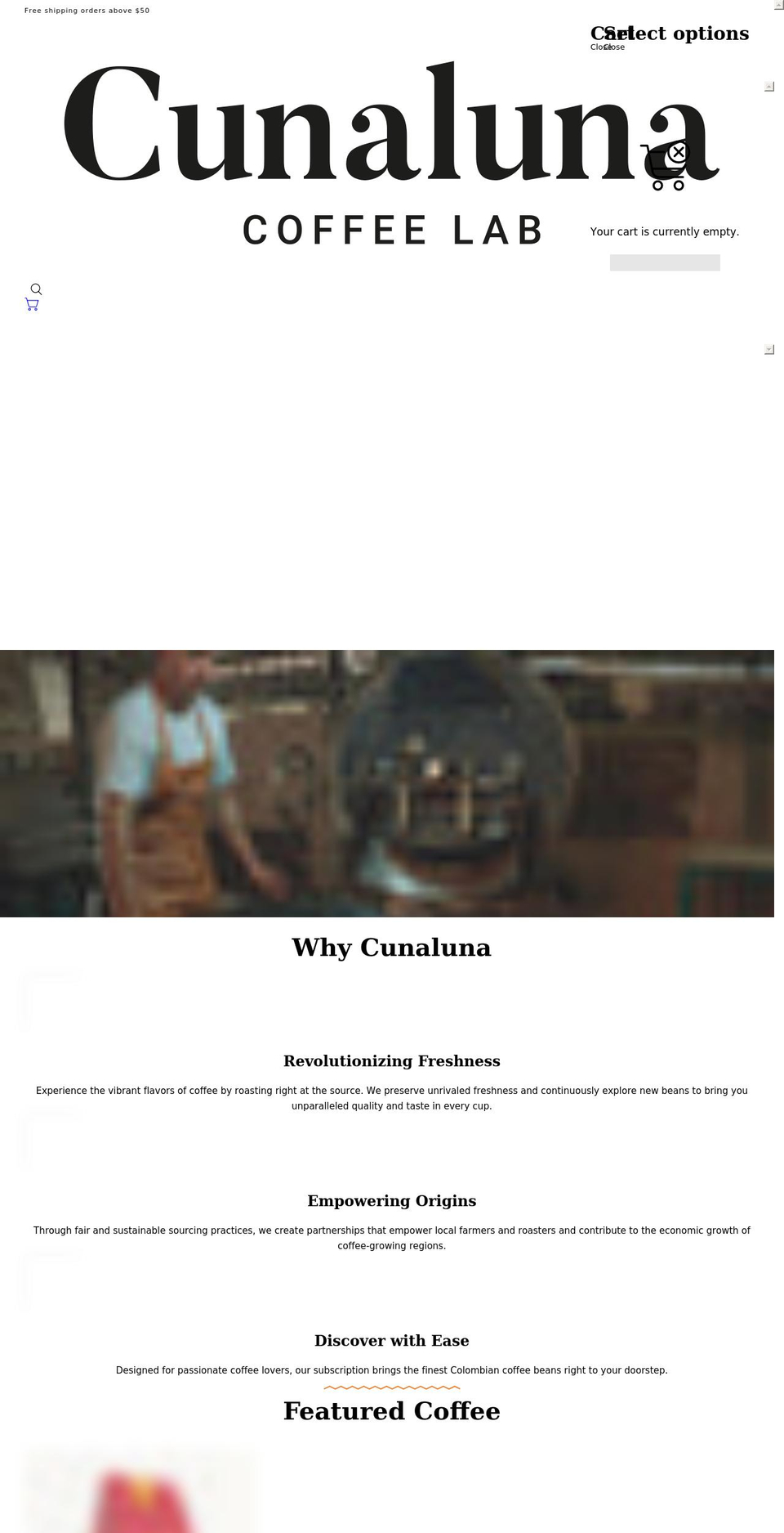 cunaluna.com shopify website screenshot