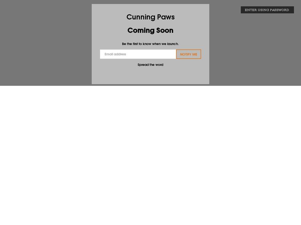 cunningpaws.com shopify website screenshot