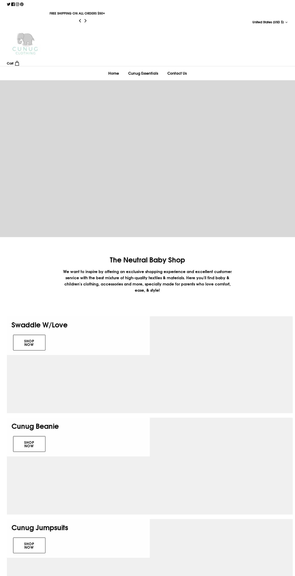 cunugclothing.com shopify website screenshot