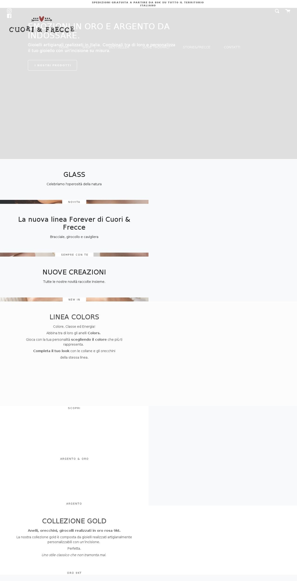 cuoriefrecce.com shopify website screenshot