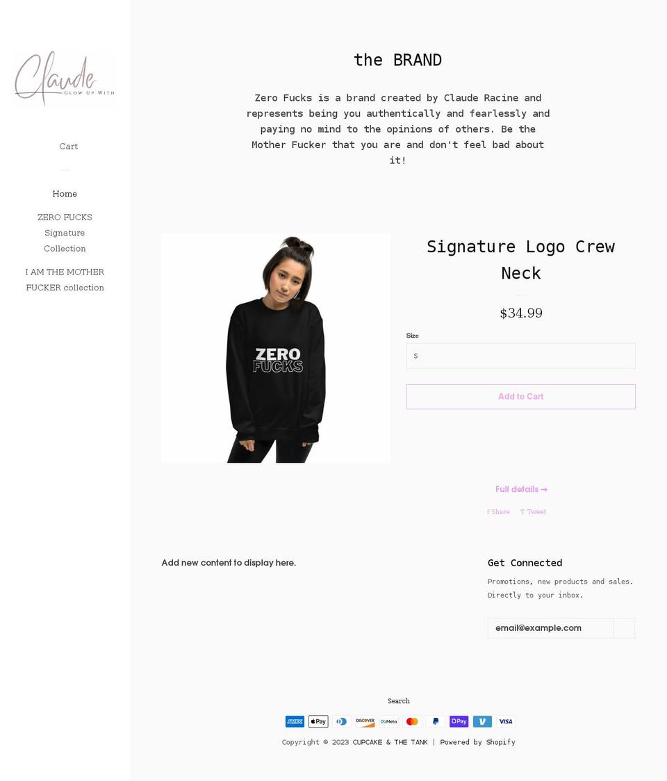 cupcakeandthetank.com shopify website screenshot