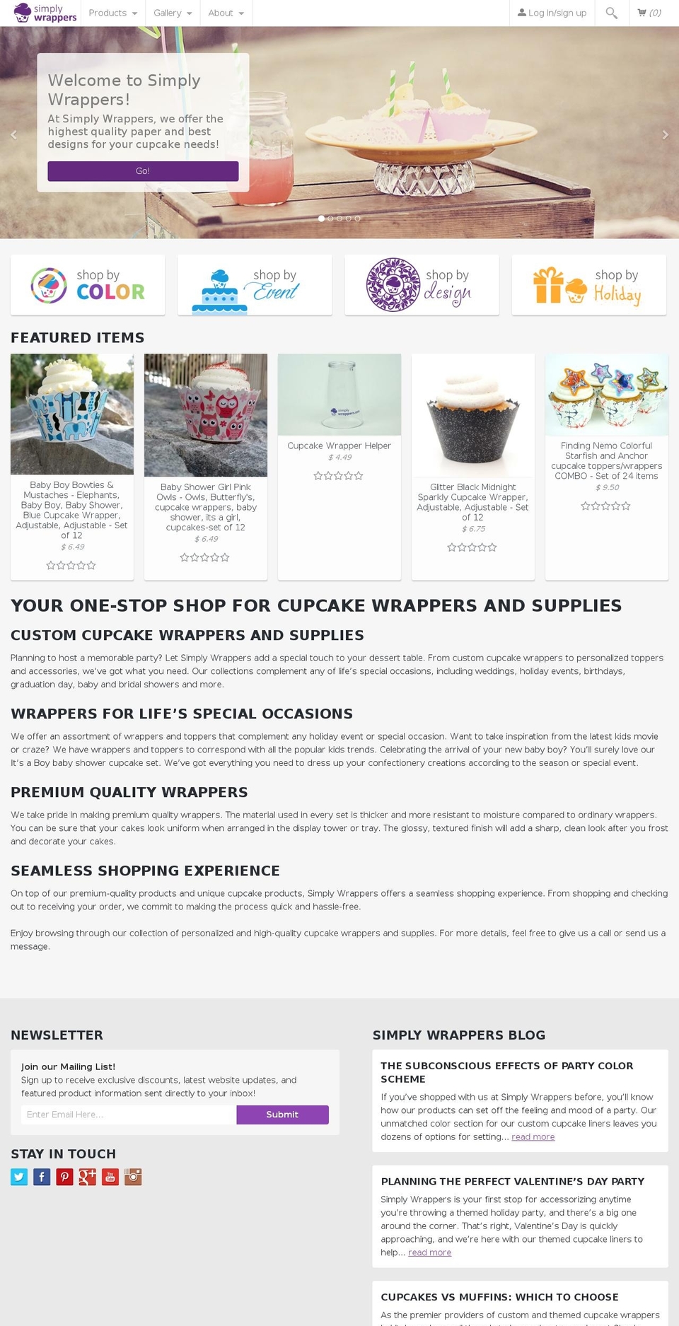 cupcakelinerswrappers.com shopify website screenshot