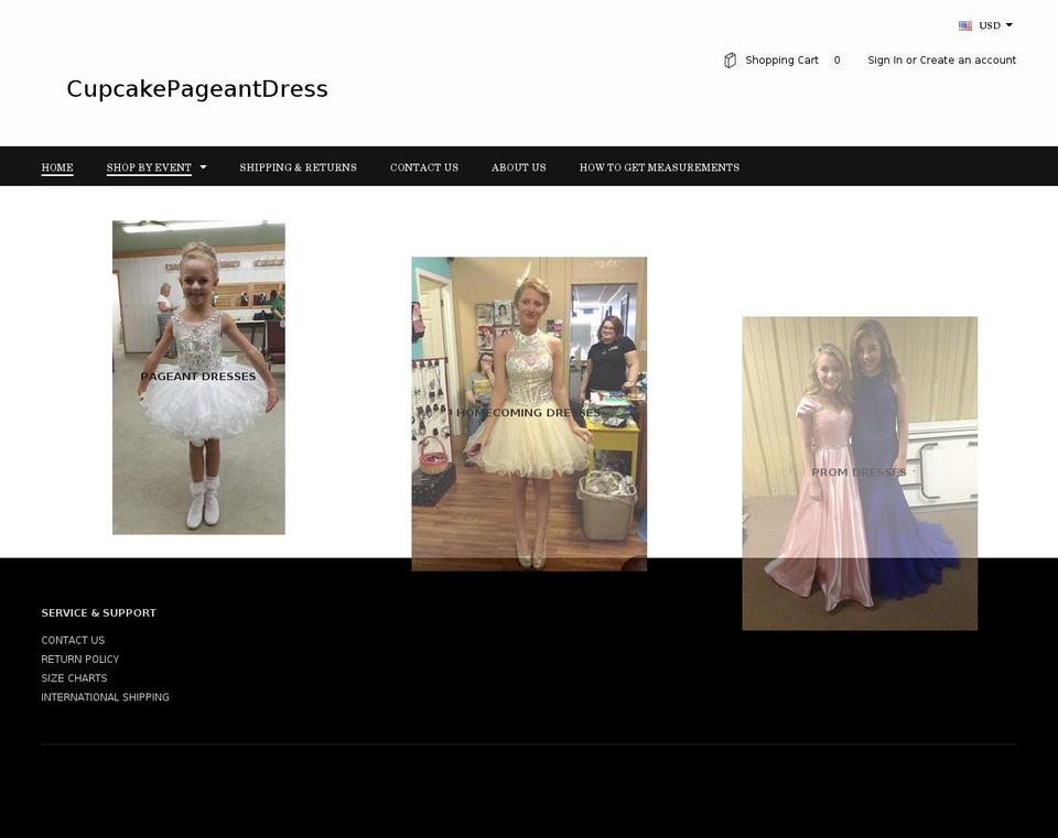 kinder-land Shopify theme site example cupcakepageantdress.com