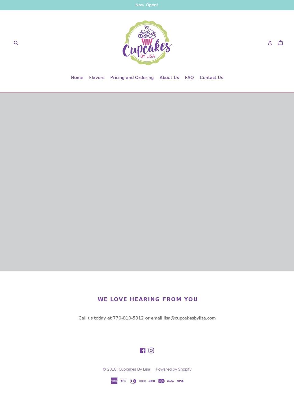 cupcakesbylisa.com — Shopify storefront screenshot
