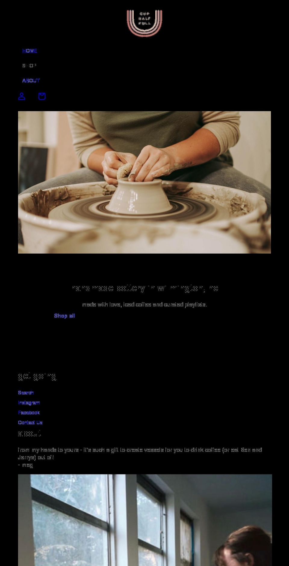 cuphalffullceramics.com shopify website screenshot