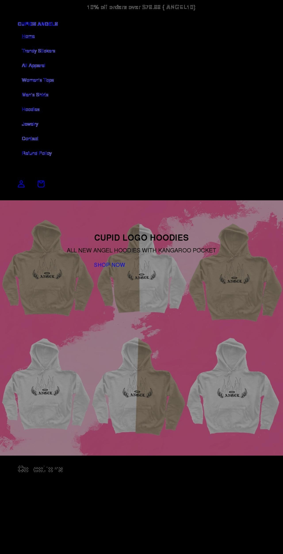 cupidsangelsclothing.com shopify website screenshot