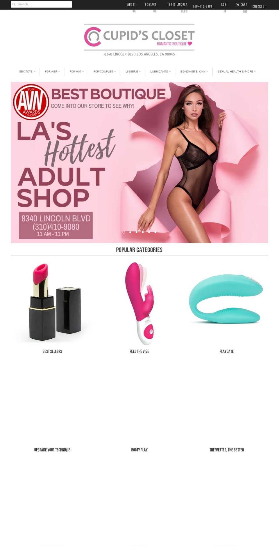 cupidscloset.com shopify website screenshot