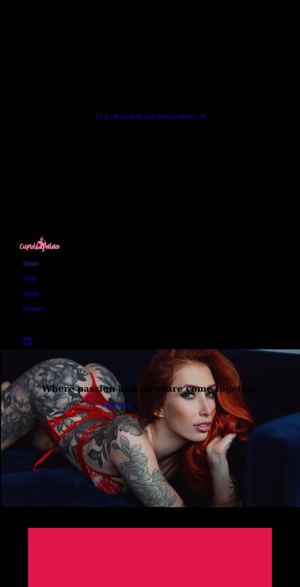 cupidspalace.com shopify website screenshot