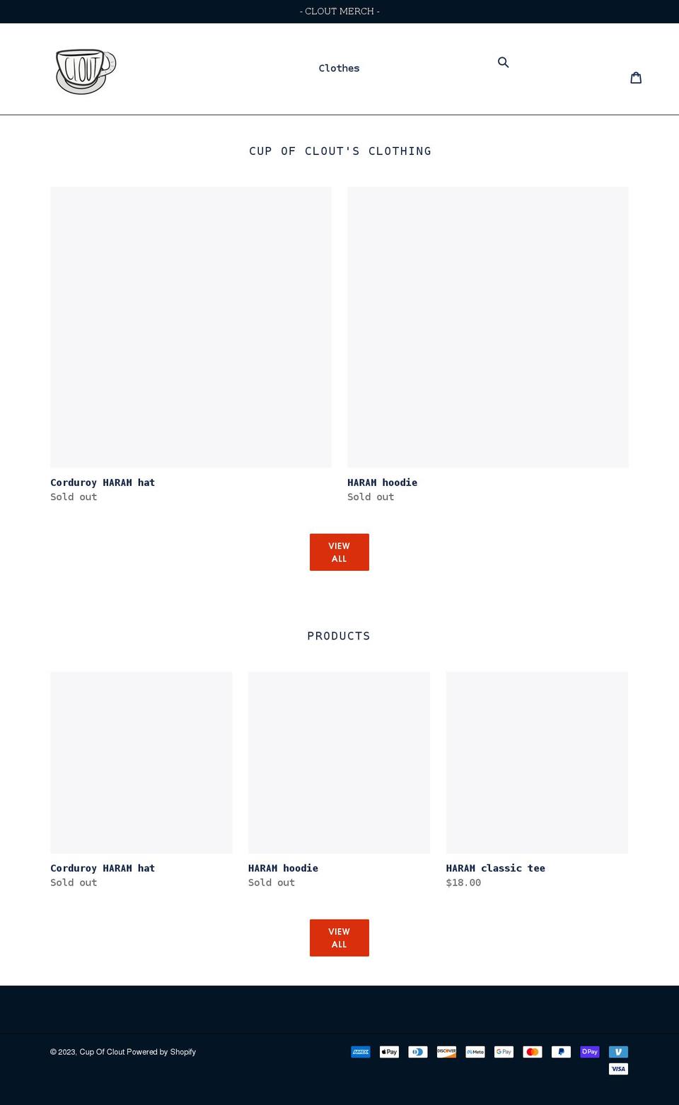cupofclout.com shopify website screenshot
