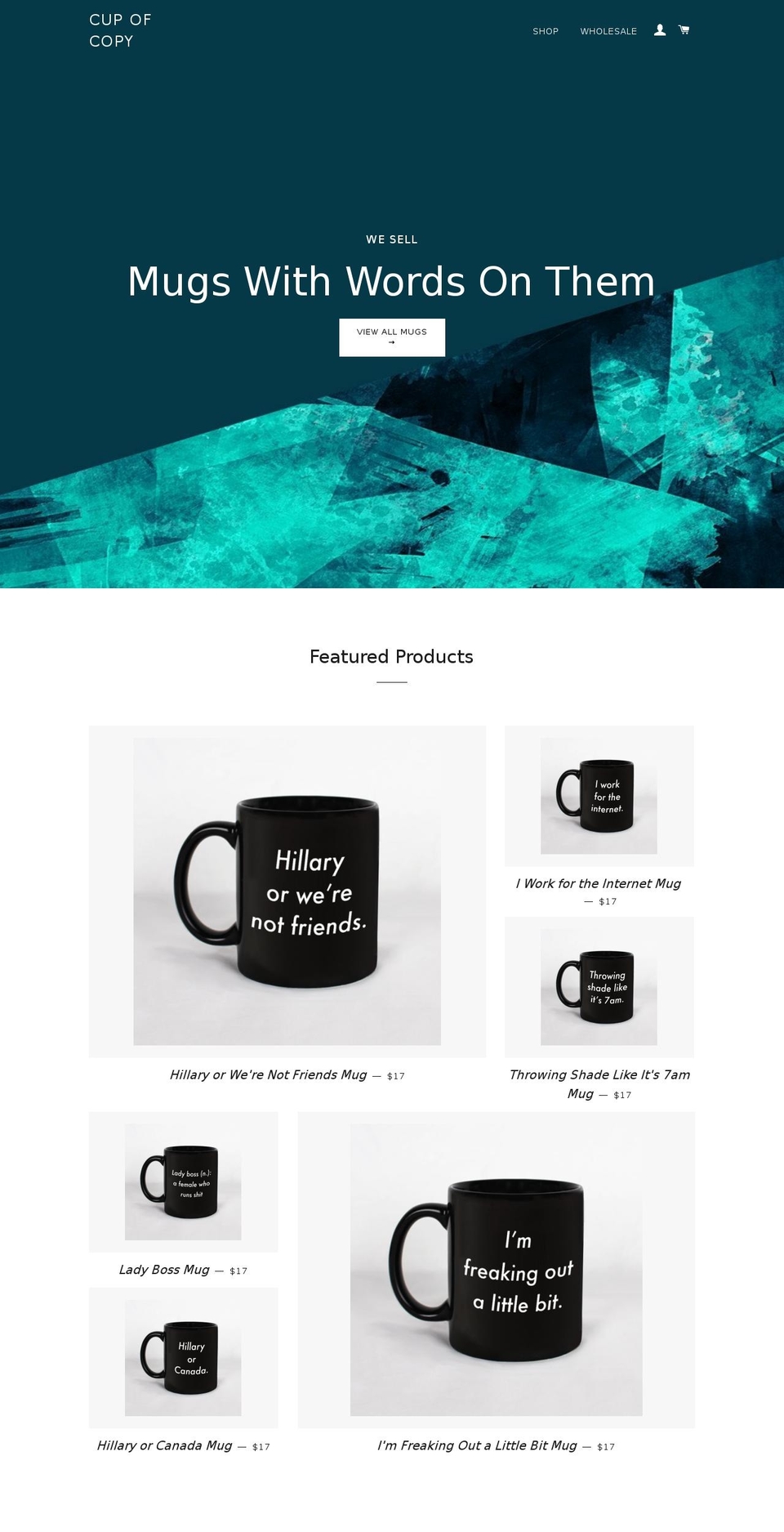 cupofcopy.com shopify website screenshot