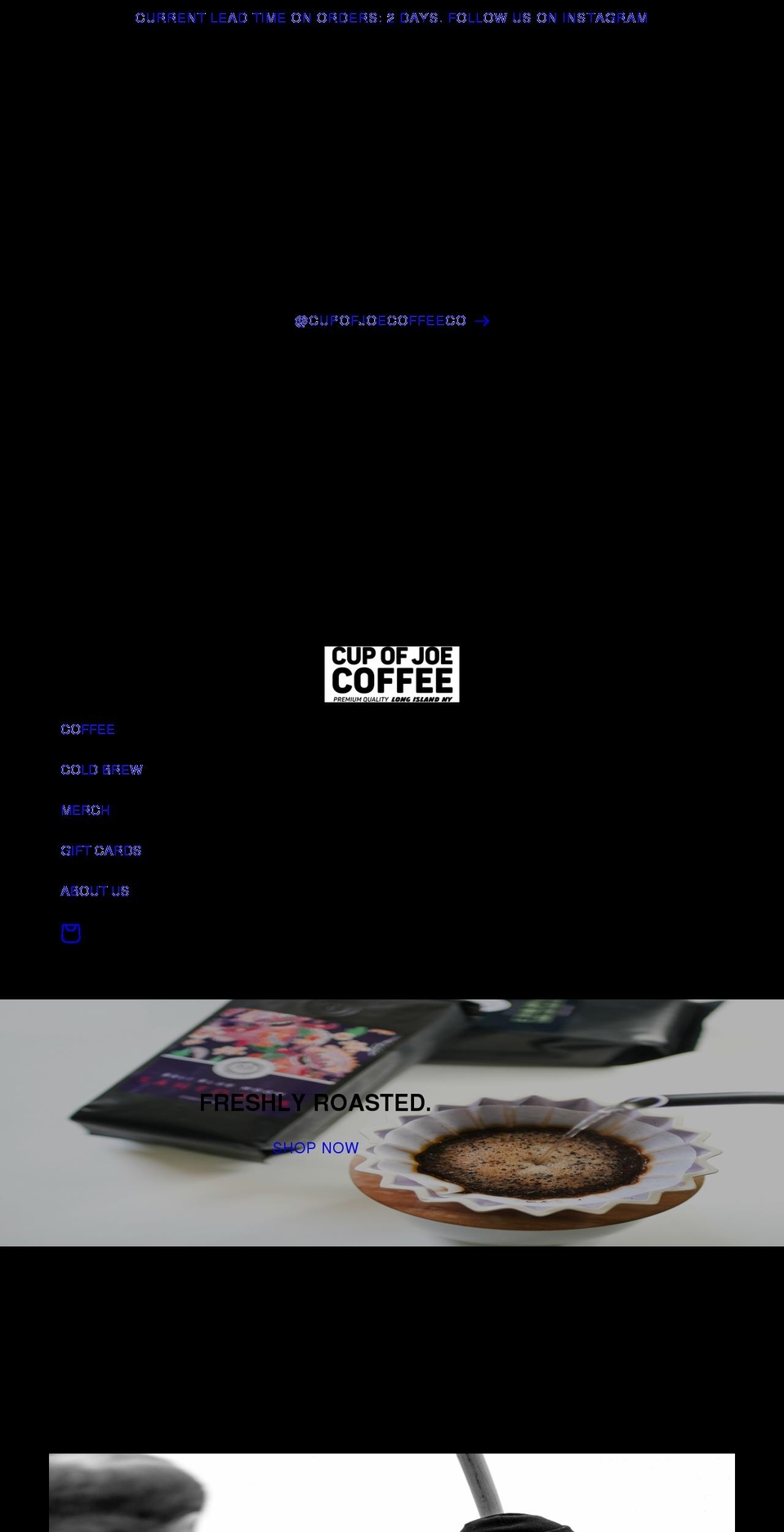 cupofjoecoffeecompany.com shopify website screenshot