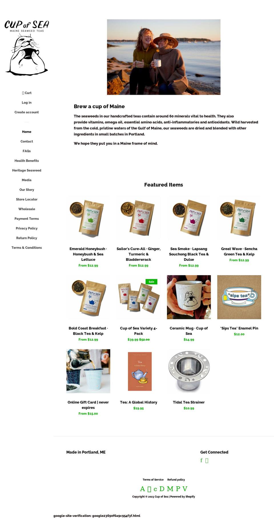 cupofsea.me shopify website screenshot