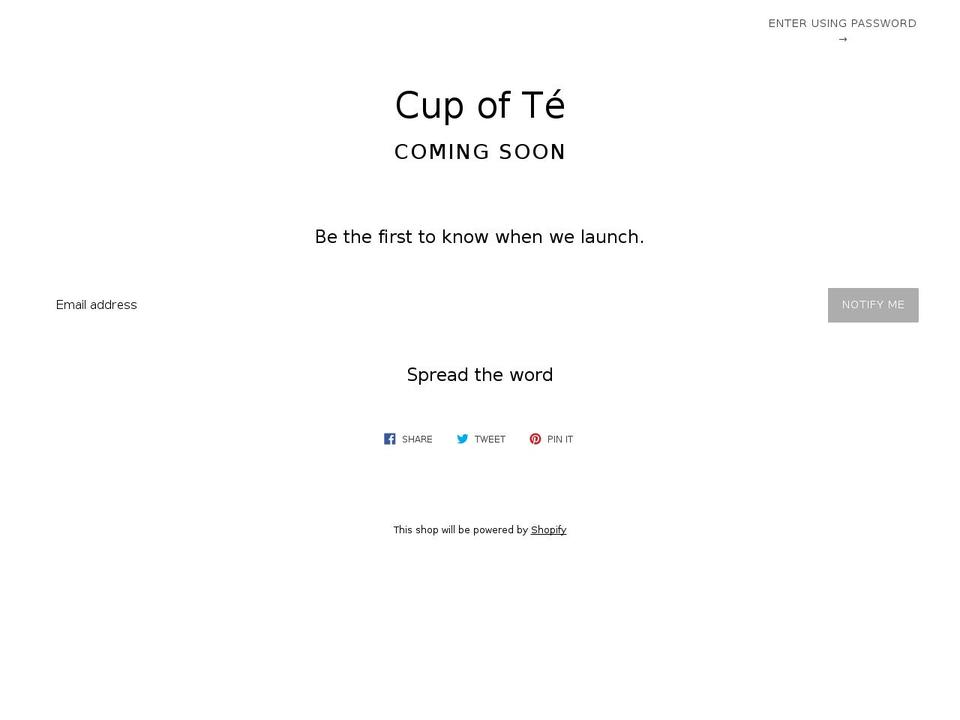cupofte.com — Shopify storefront screenshot