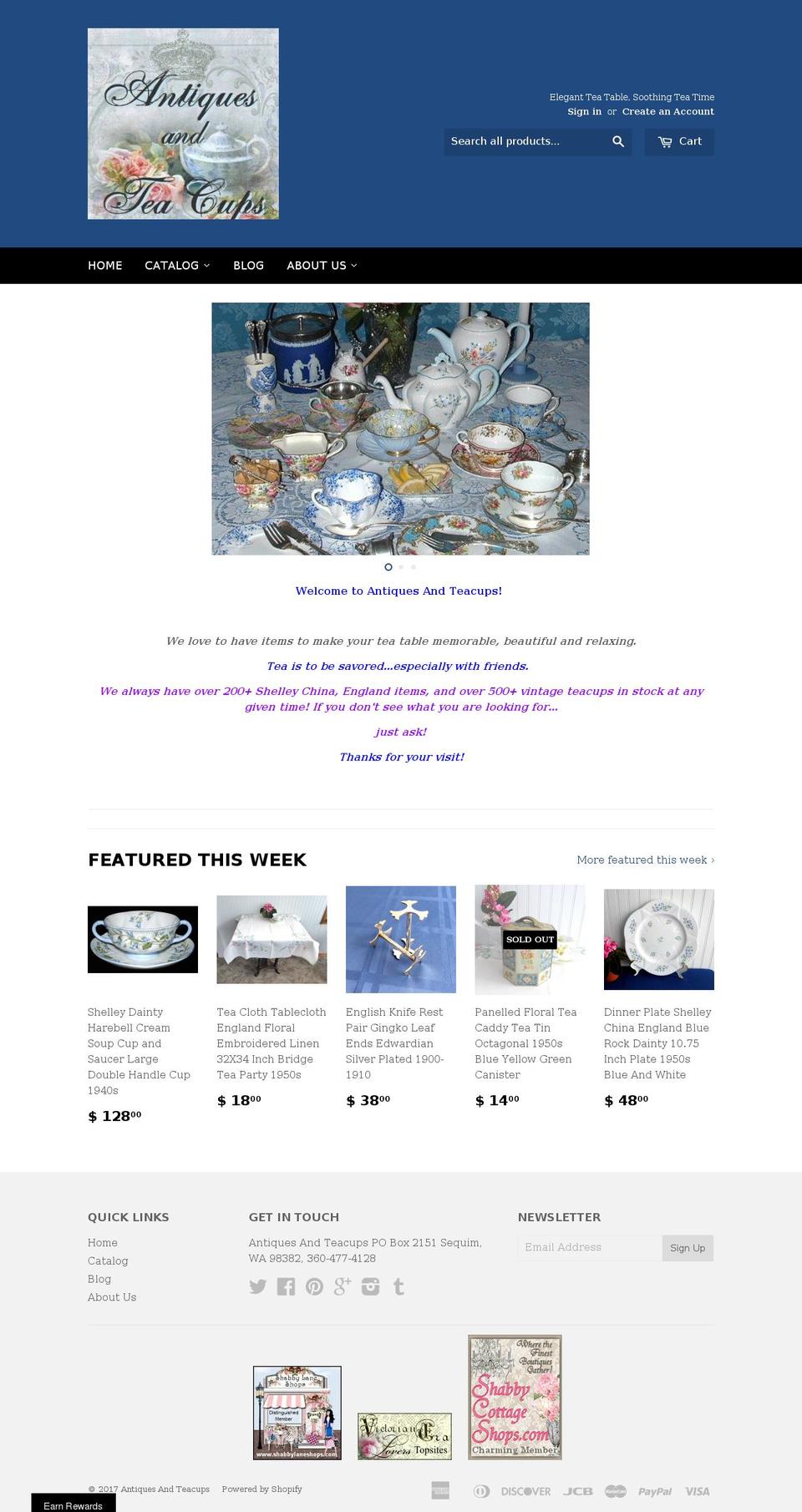 cuppateaantiques.com shopify website screenshot