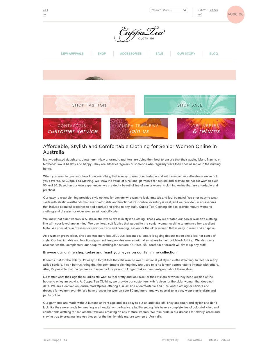 cuppateaclothing.com shopify website screenshot