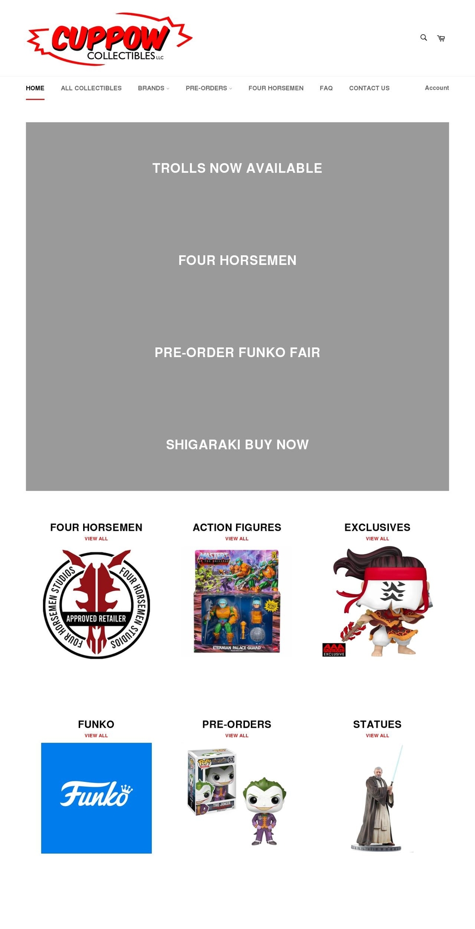 cuppowcollectibles.com shopify website screenshot