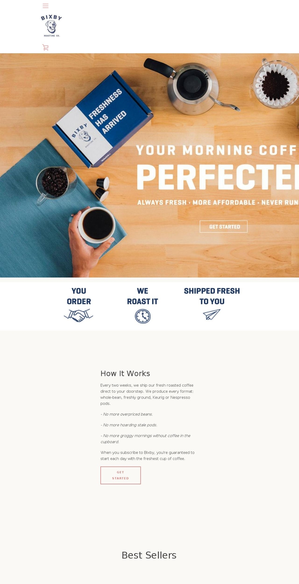 Bixby Roasting Co - TNS Shopify theme site example cupxcoffee.com