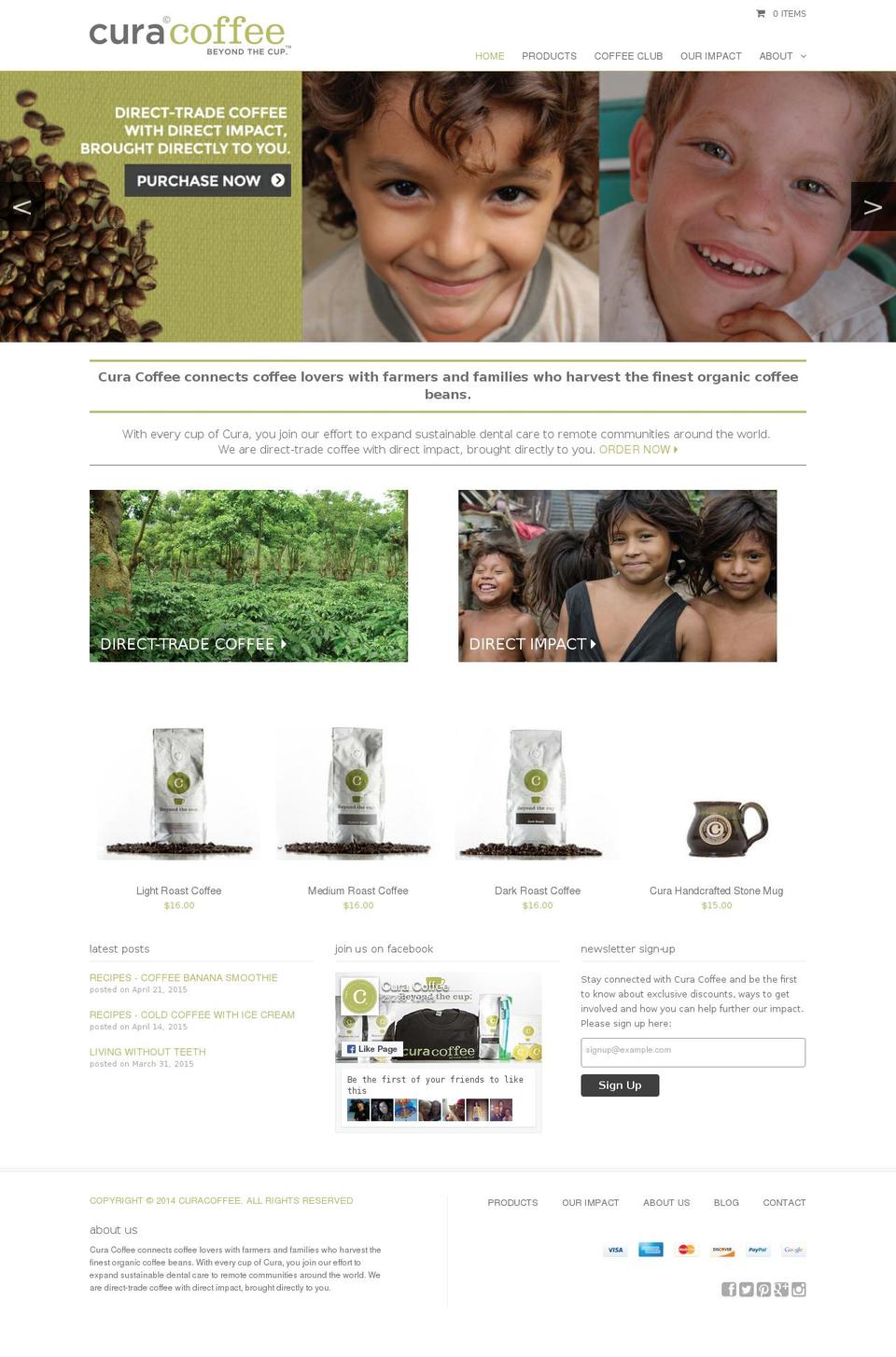 MyShop Shopify theme site example curacoffee.com