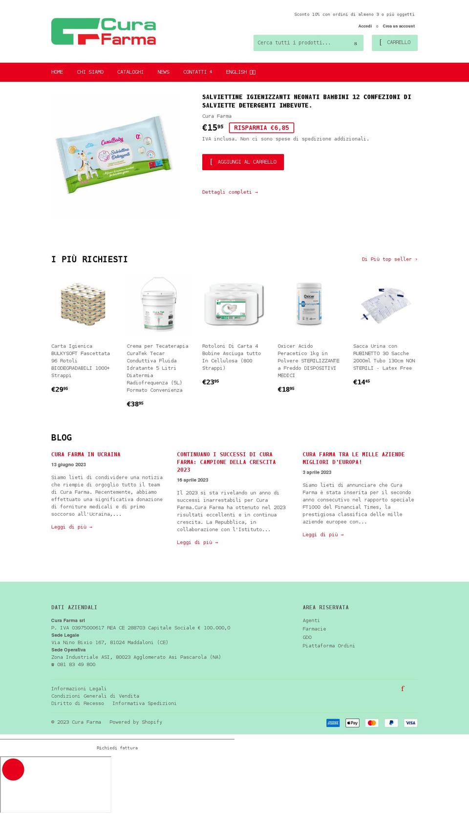 curafarma.it shopify website screenshot