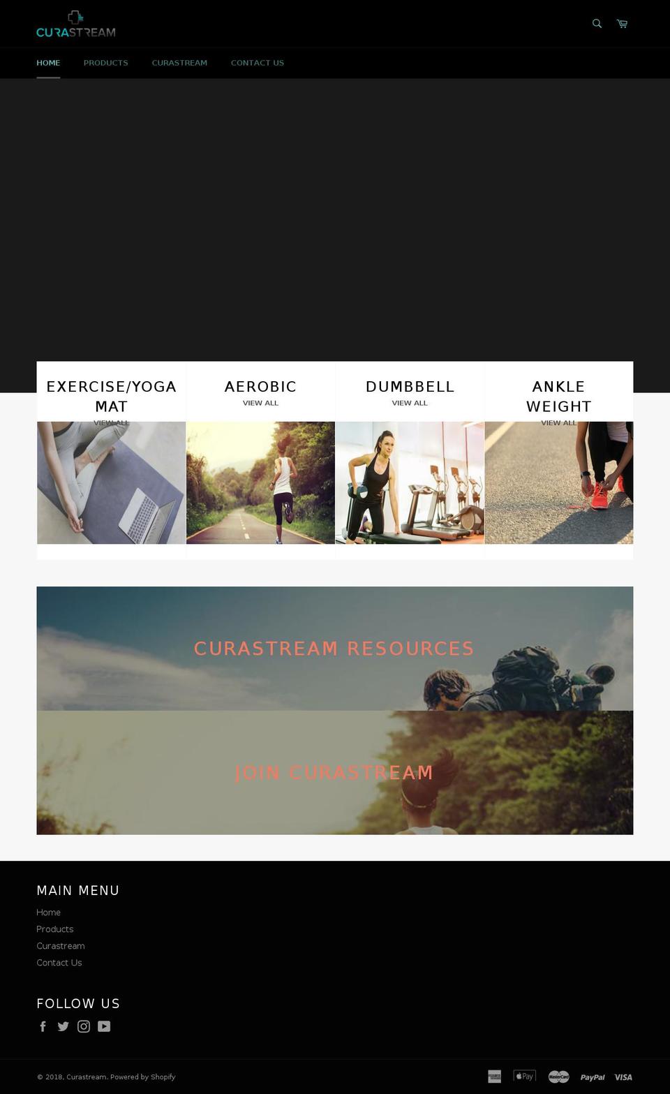 curastreamstore.com shopify website screenshot