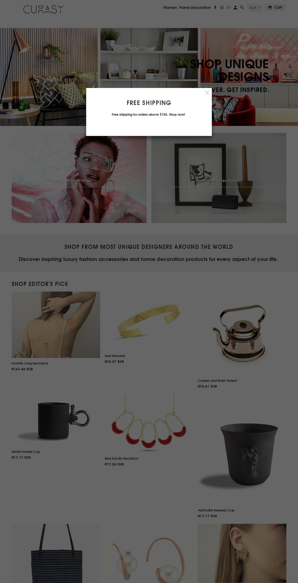 curasy.com shopify website screenshot