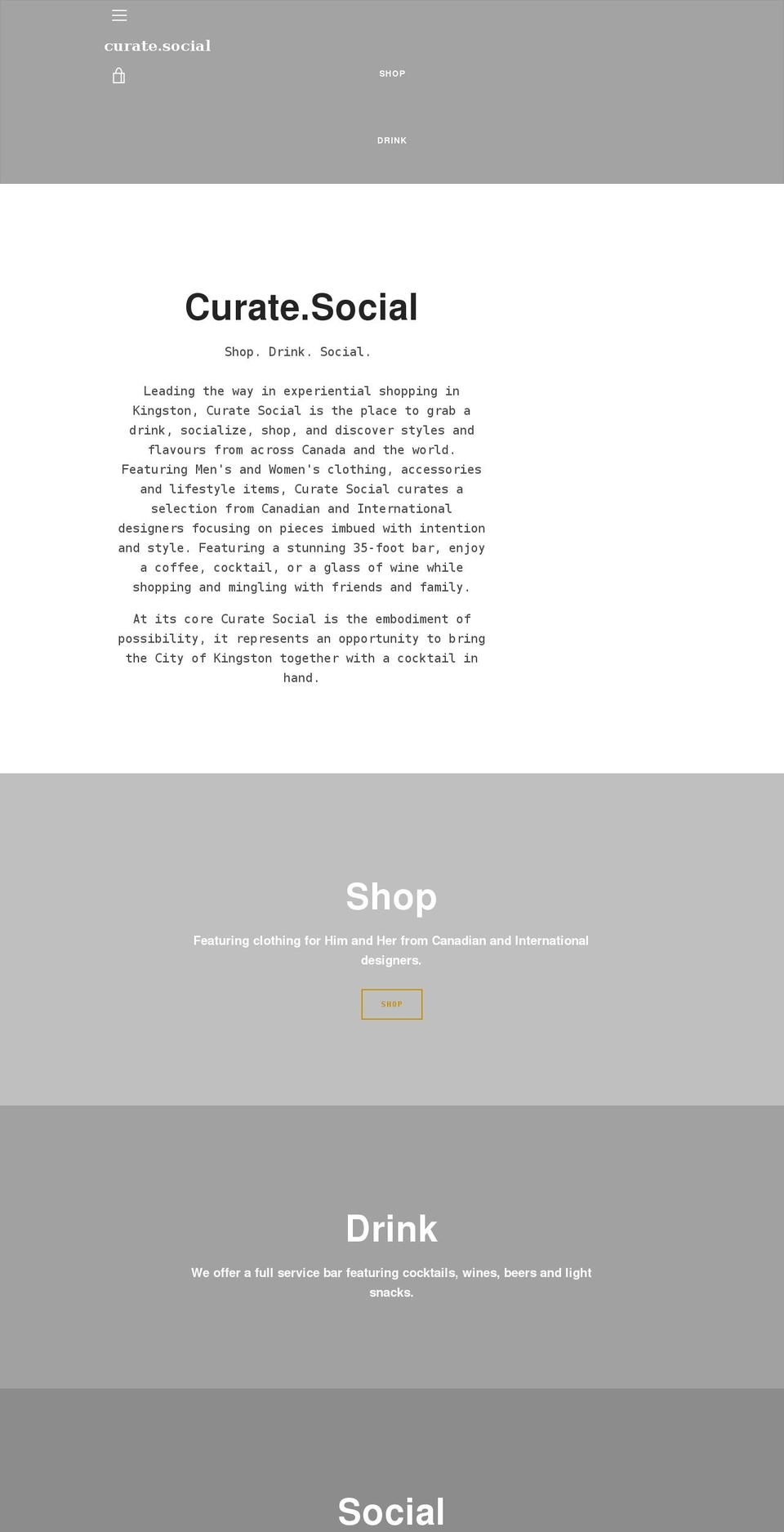 curate.social shopify website screenshot