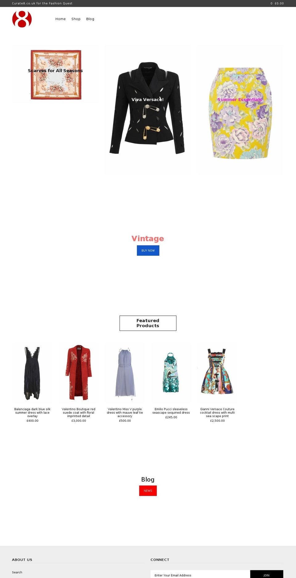 curate8.co.uk shopify website screenshot