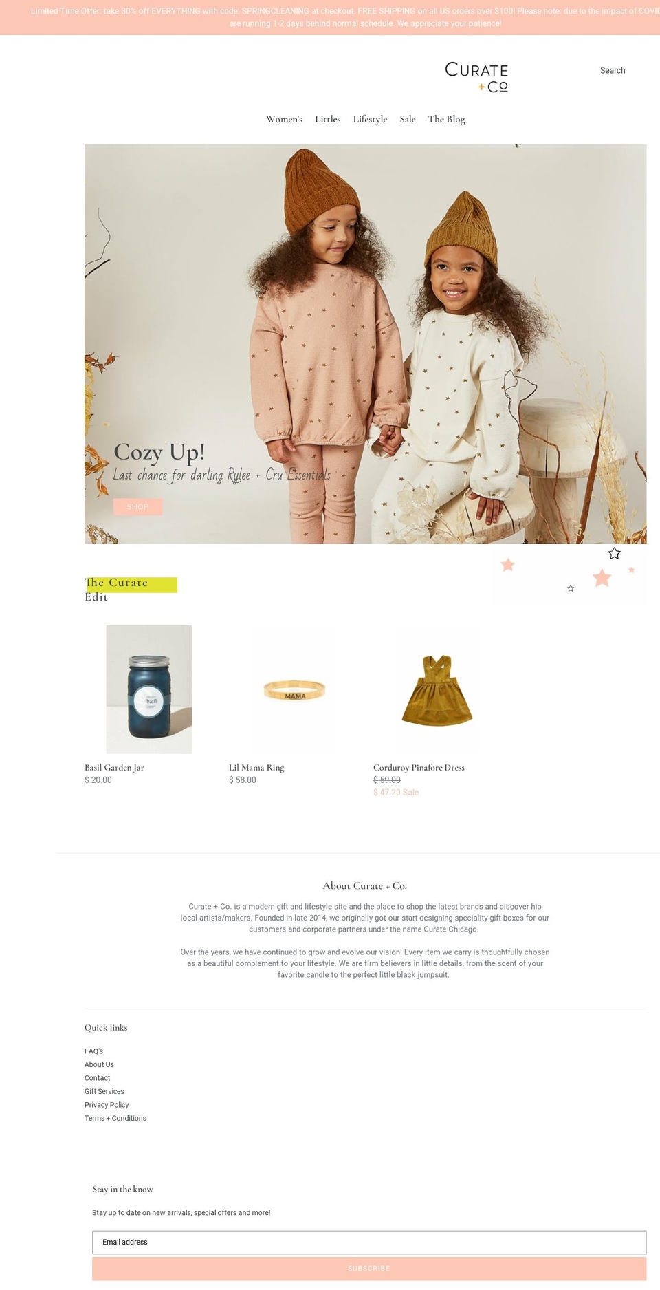 Curate + Co Theme Shopify theme site example curateandcompany.com