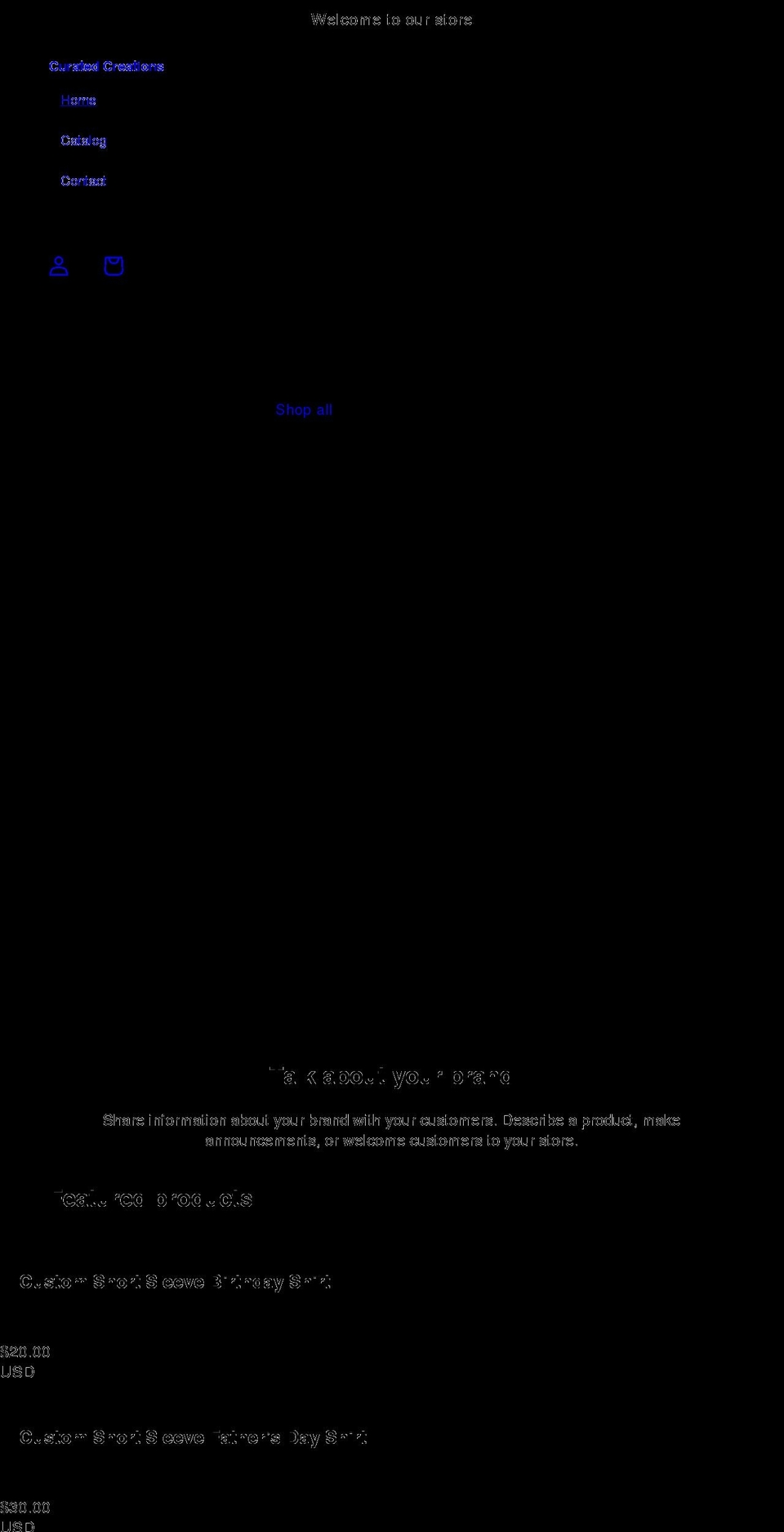 curated-creations.com shopify website screenshot