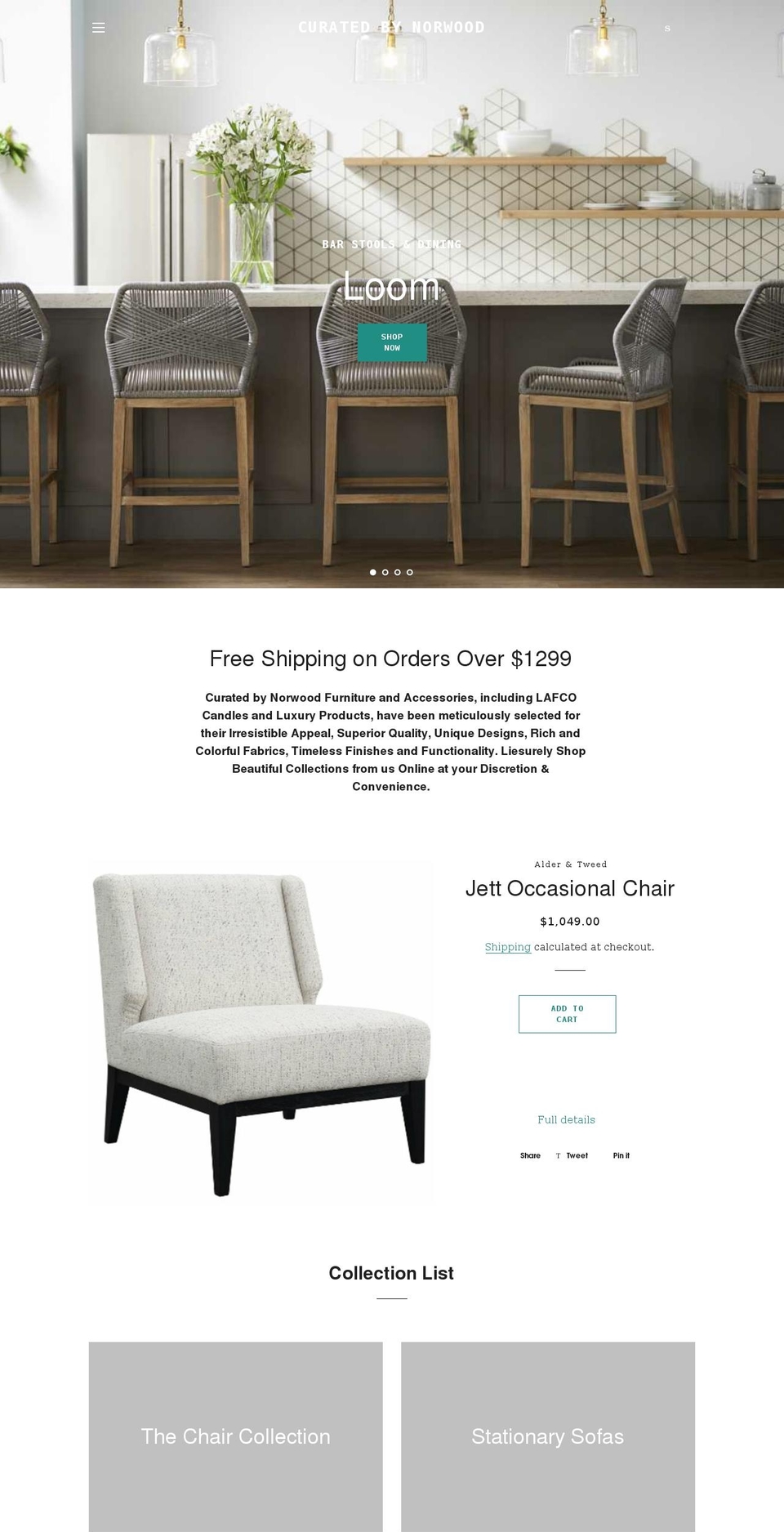curatedbynorwood.com shopify website screenshot