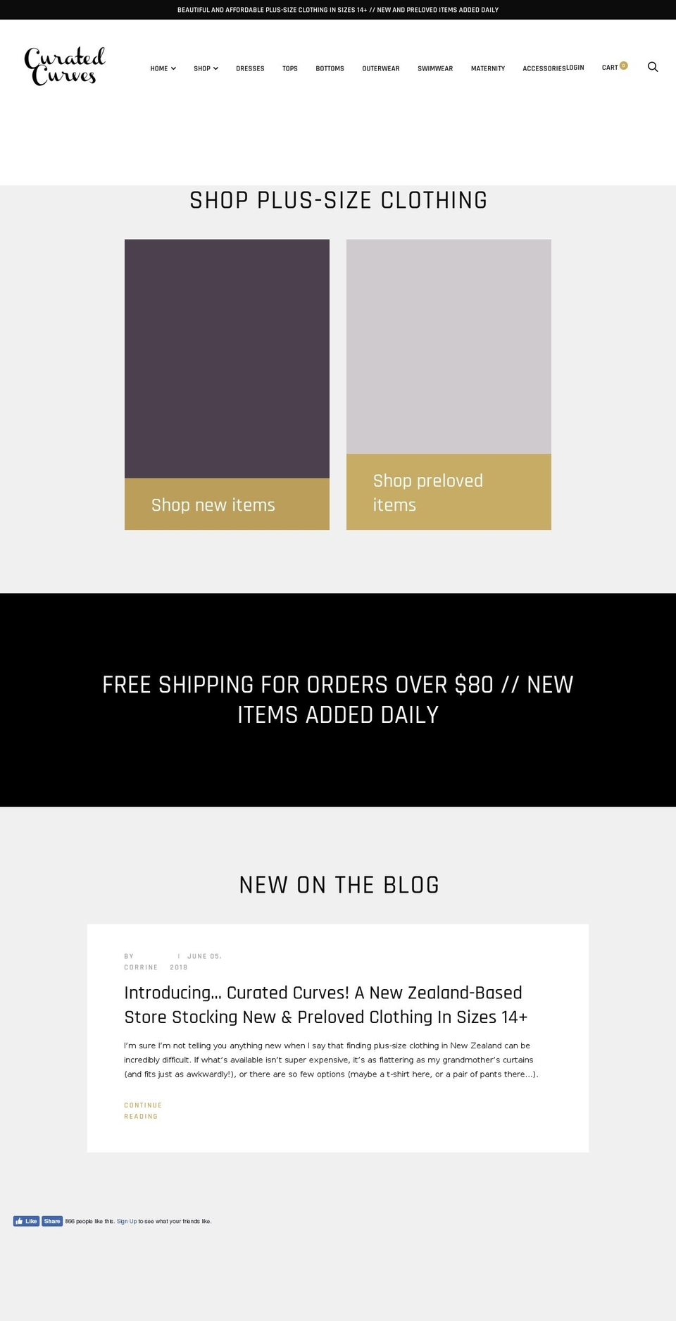curatedcurves.com — Shopify storefront screenshot