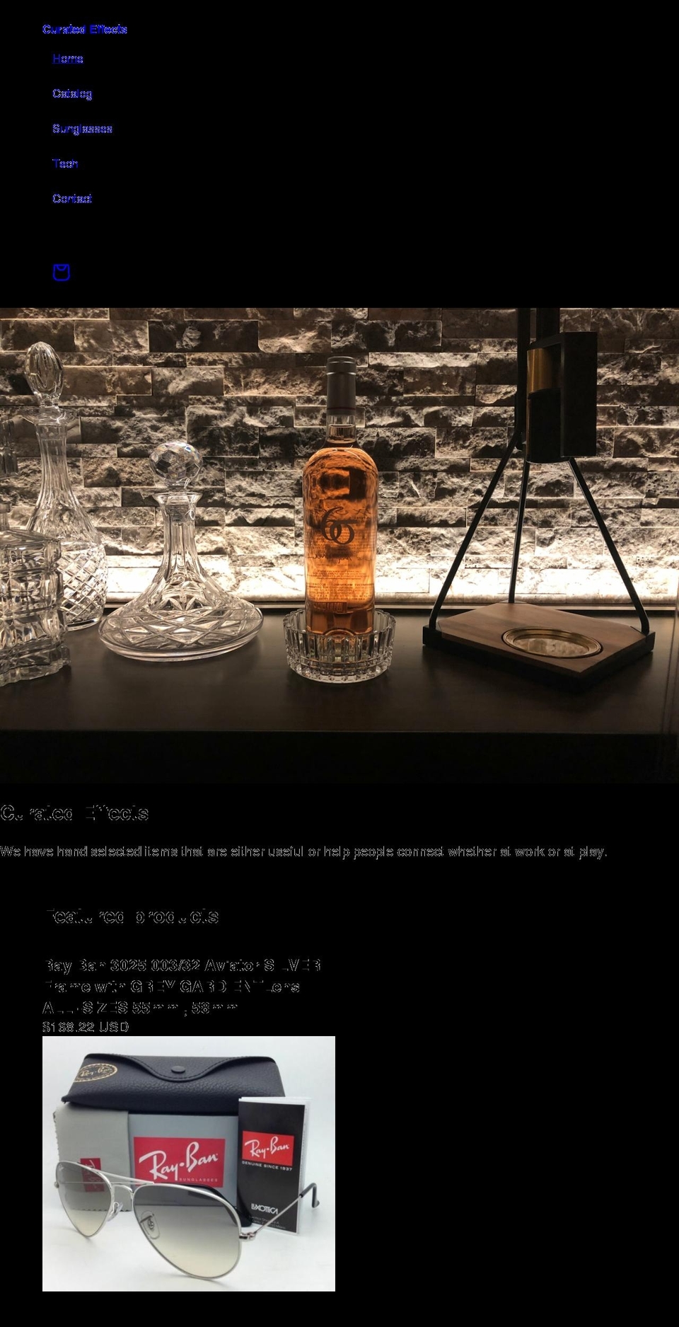 curatedeffects.com shopify website screenshot