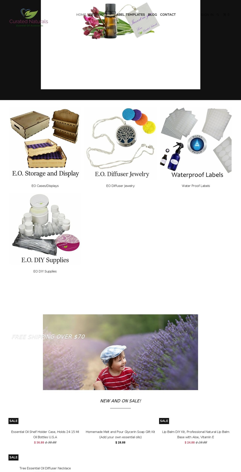 curatednaturals.com shopify website screenshot