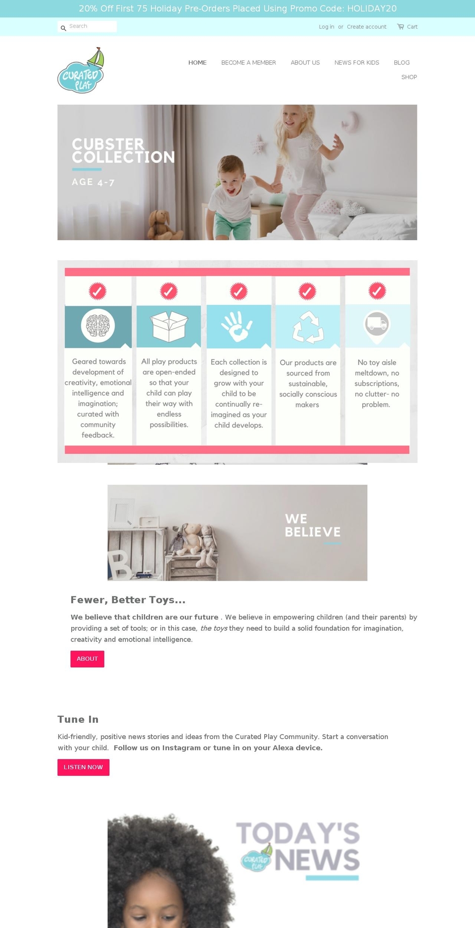 curatedplay.com shopify website screenshot