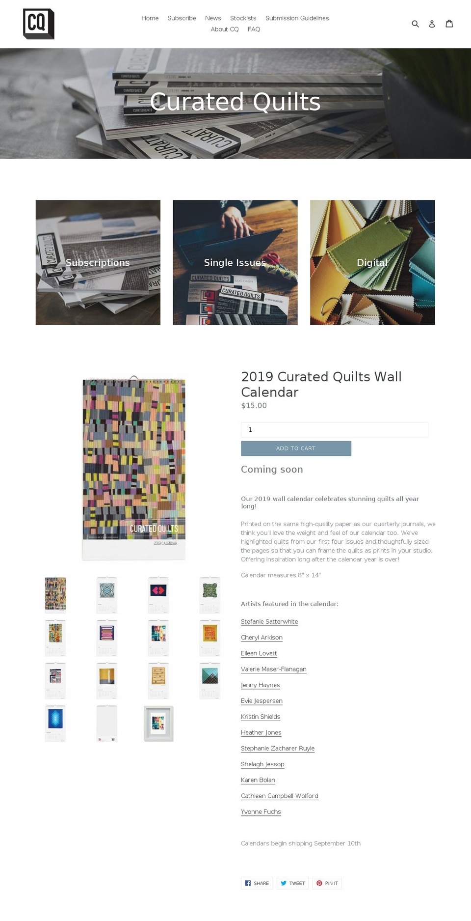 curatedquilts.com shopify website screenshot