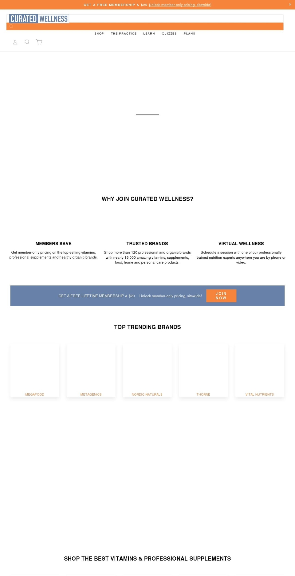 curatedwellness.com shopify website screenshot