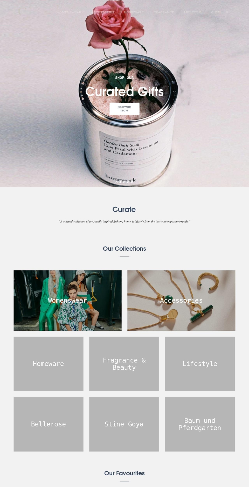curateshop.co.uk shopify website screenshot