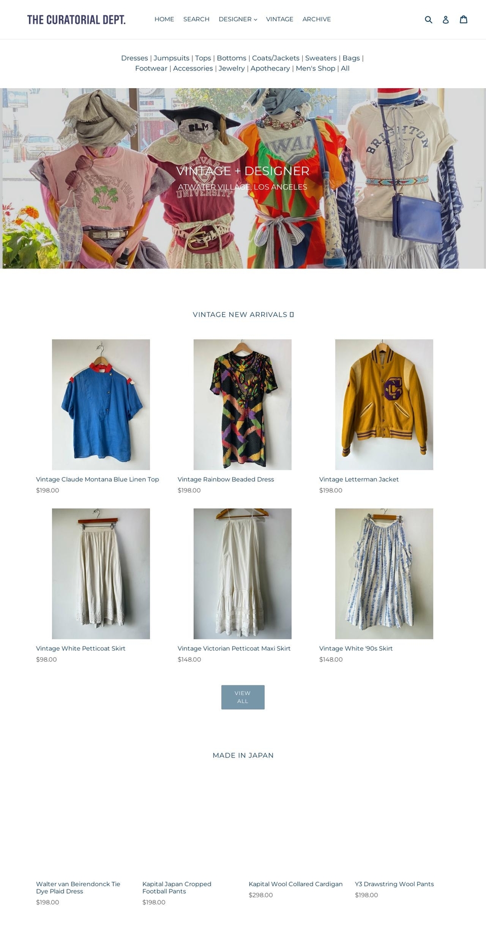 curatorialdept.com — Shopify storefront screenshot