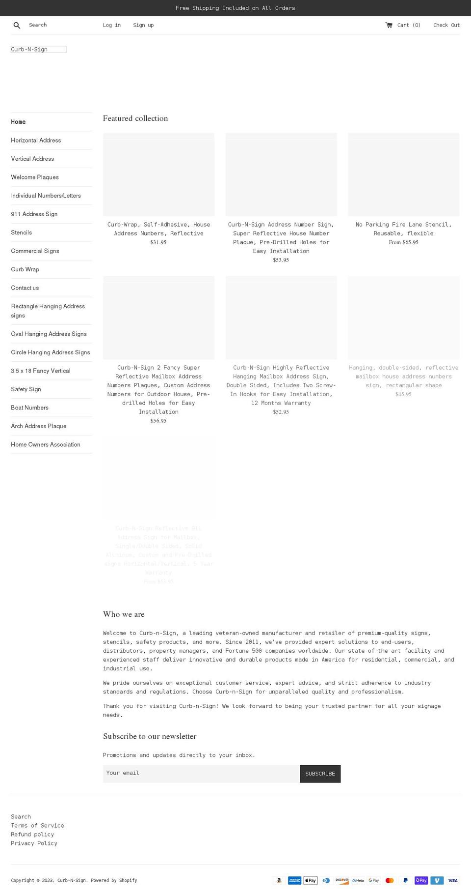 curbnsign.com shopify website screenshot