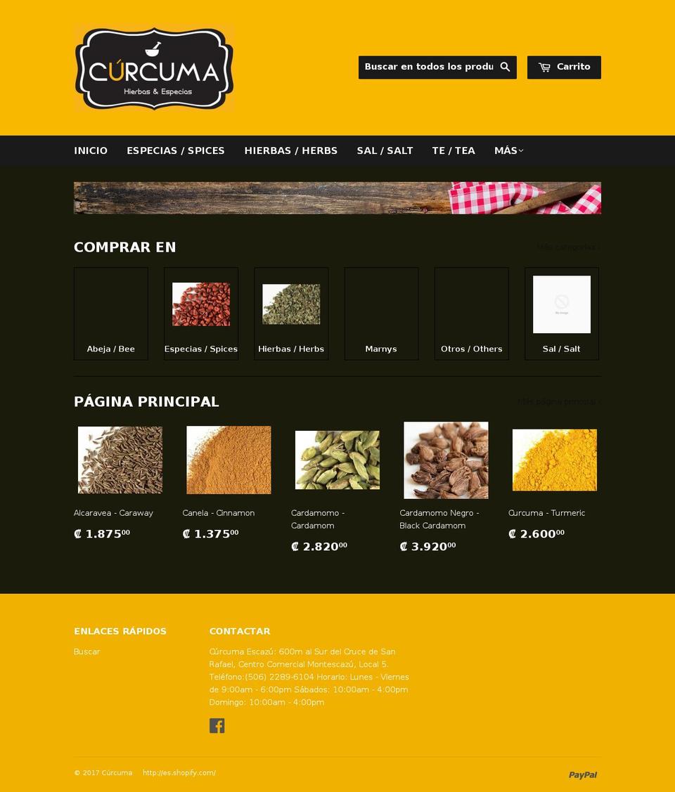 curcumacr.com shopify website screenshot